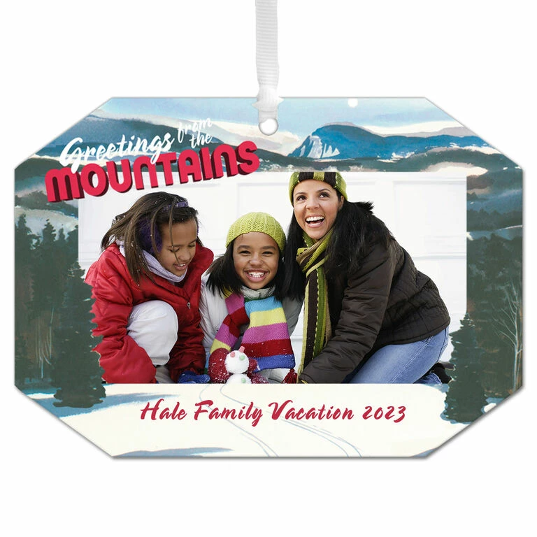 Hallmark Mountain Vacation Personalized Text And Photo Metal Ornament 1 Hallmark Mountain Vacation Personalized Text And Photo Metal Ornament