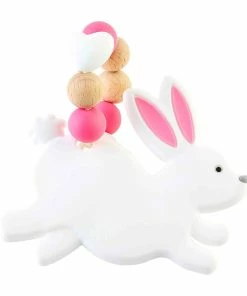 Mud Pie Pink Bunny Beaded Ring Baby Teether