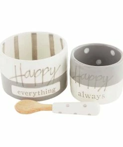 Mud Pie Happy Color Block Dip Bowls And Spoon, Set Of 3