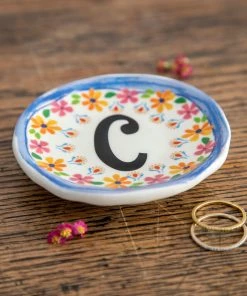 Natural Life Initial Trinket Dish, C -Department Store Shop Natural Life Initial Trinket Dish DSH232 02