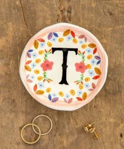 Natural Life Initial Trinket Dish, T