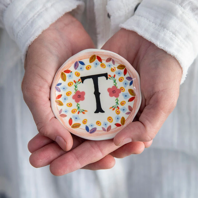 Natural Life Initial Trinket Dish, T 2 Natural Life Initial Trinket Dish, T - Image 2