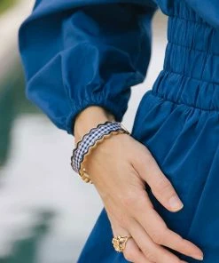 Department Store Shop -Department Store Shop Navy and White Gingham Hinged Bangle 22721BNV 02