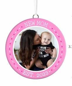 Hallmark New Mom Personalized Text And Photo Ceramic Ornament -Department Store Shop New Mom Personalized Round Ceramic Ornament 1999QHE1711B27 03