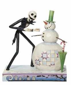 Enesco Jim Shore Disney Tim Burton's The Nightmare Before Christmas Jack With Snowman Figurine, 6.5"