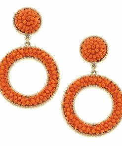 Talulah Orange Seed Bead Drop Earrings