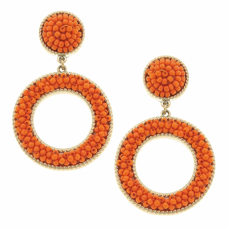 Talulah Orange Seed Bead Drop Earrings 1 Talulah Orange Seed Bead Drop Earrings