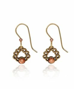 Silver Forest Orange Stone And Gold-Tone Woven Triangle Metal Drop Earrings