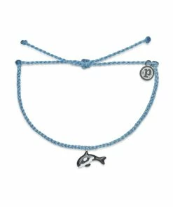 Pura Vida Orca Charm Sky Blue Bitty Braid Bracelet