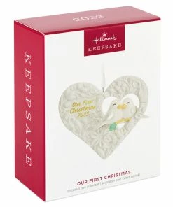 Hallmark Our First Christmas Birds In Heart 2023 Porcelain Ornament -Department Store Shop Our 1st Christmas Birds in Heart Keepsake Ornament 2299QGO2877 04