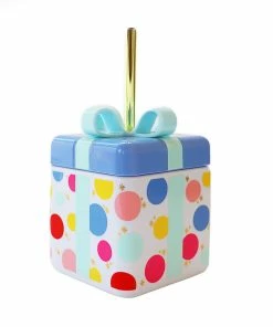 Packed Party Be A Gift Present-Shaped Tumbler With Straw, 18 Oz.