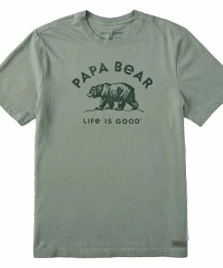Life Is Good Papa Bear Sage Green Men's T-Shirt, X-Large