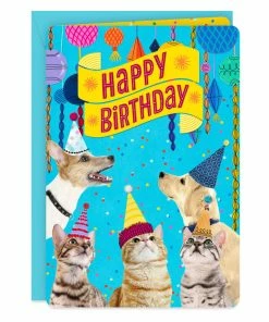 Hallmark 16" Party Cats And Dogs Jumbo Birthday Card From All
