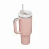 Peach Insulated Stainless Steel Travel Mug With Straw, 40 Oz.