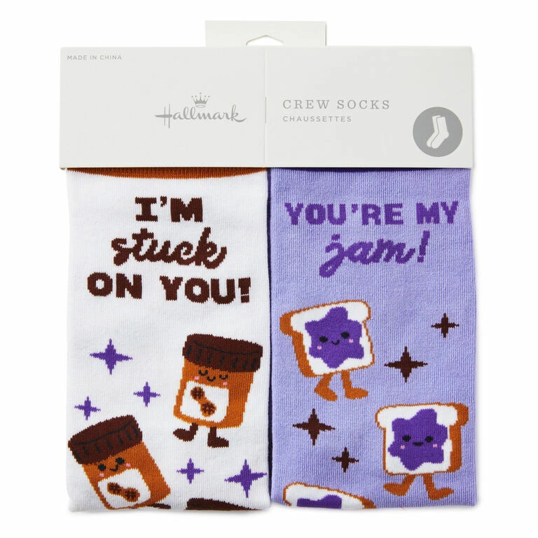 Hallmark Peanut Butter And Jelly Better Together Funny Crew Socks 2 Hallmark Peanut Butter And Jelly Better Together Funny Crew Socks - Image 2