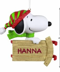 Hallmark Peanuts® Sledding With Snoopy Personalized Ornament -Department Store Shop Peanuts Snoopy With Sled Personalized Keepsake Ornament 2499QHE2002B1 03