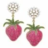 Pearl Cluster And Strawberry Drop Earrings