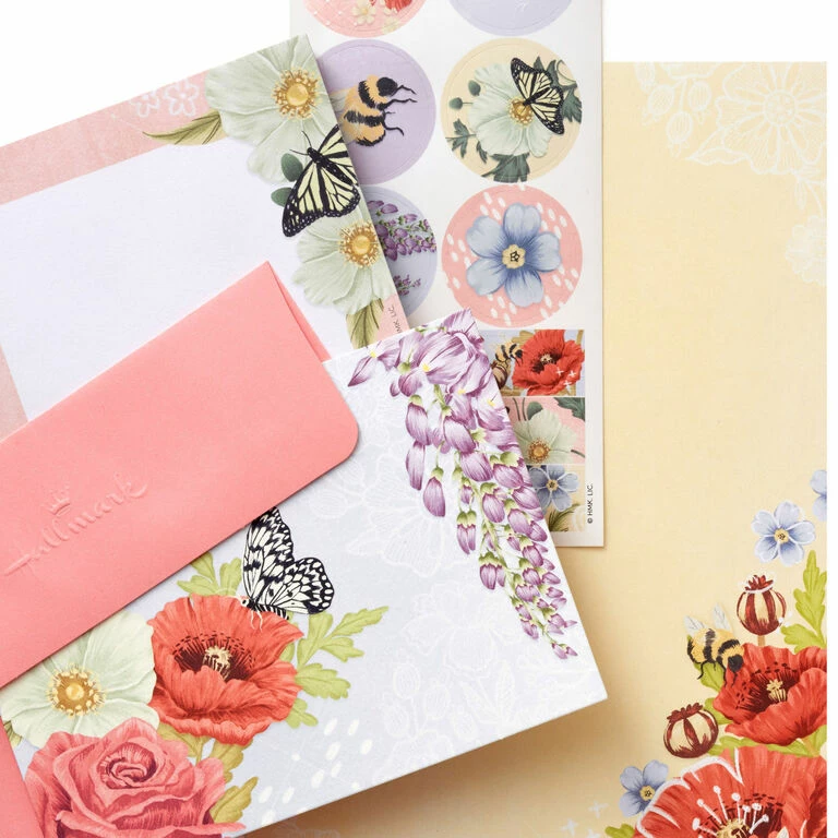 Hallmark Pink Floral Stationery Set And Desk Organizer Box 4 Hallmark Pink Floral Stationery Set And Desk Organizer Box - Image 4