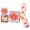 Primitives By Kathy Pink Flowers Goals Block Sign And Socks, Set Of 2