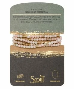 Gold And Pink Opal Wrap Bracelet/Necklace