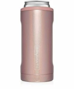 BruMate Glitter Rose Gold Stainless Steel Skinny Can Cooler, 12 Oz.