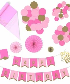 Hallmark Color Pop Party Decor Kit, Pink And Gold
