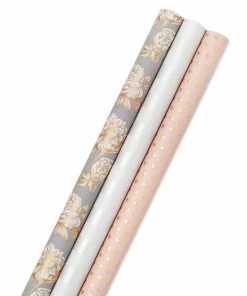 Hallmark Pink And Gray 3-Pack Wrapping Paper, 85 Sq. Ft. Total
