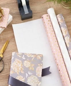 Hallmark Pink And Gray 3-Pack Wrapping Paper, 85 Sq. Ft. Total 10 Hallmark Pink And Gray 3-Pack Wrapping Paper, 85 Sq. Ft. Total -Department Store Shop Pink and Gray 2 Standard 1 Foil 3Pack Gift Wrap 5EWR6421 03