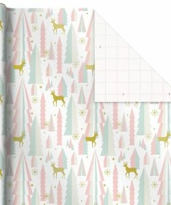 Hallmark Pink And Mint Assorted 3-Pack Christmas Wrapping Paper, 120 Sq. Ft. -Department Store Shop Pink and Mint Christmas Wrapping Paper Assortment 5JXW1083 03