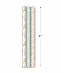 Hallmark Pink And Mint Assorted 3-Pack Christmas Wrapping Paper, 120 Sq. Ft. -Department Store Shop Pink and Mint Christmas Wrapping Paper Assortment 5JXW1083 07