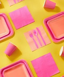 Hallmark Color Pop 96-Piece Tableware Basics Party Kit, Pink And Orange -Department Store Shop Pink and Orange Party in a Box Party Supplies 5CLP1002 03