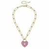 Monclér Pink And White Gingham Heart Padlock Necklace