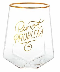 Hallmark Pinot Problem Geometric Stemless Wine Glass, 19 Oz.