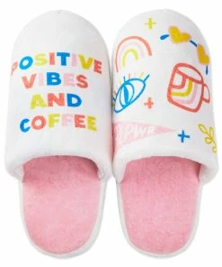 Hallmark Positive Vibes And Coffee Slippers With Sound, Small/Medium
