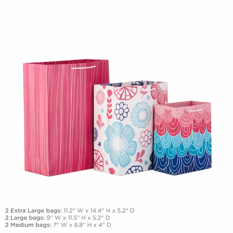 Hallmark Pretty Patterns Assorted Sizes 6-Pack Gift Bags 2 Hallmark Pretty Patterns Assorted Sizes 6-Pack Gift Bags - Image 2
