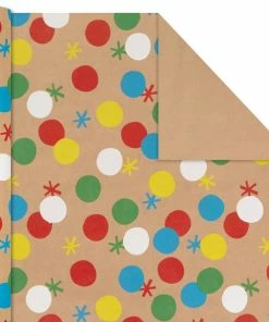 Hallmark Primary Birthday 3-Pack Kraft Wrapping Paper, 105 Sq. Ft. Total -Department Store Shop Primary Birthday 3Pack Kraft Wrapping Paper 5EWR6409 04