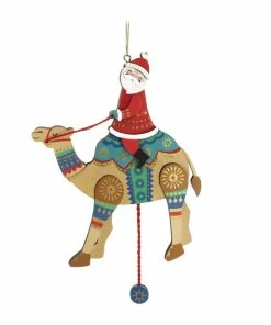 Hallmark Pull-String Camel With Santa Wood Ornament