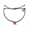 Pura Vida Lovestruck Silver Charm On Black Braided Bracelet