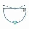 Pura Vida Blue Daisy Heart Charm Bracelet