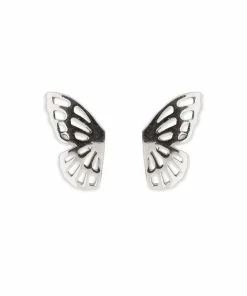 Pura Vida Fly Away Butterfly Wings Silver Stud Earrings