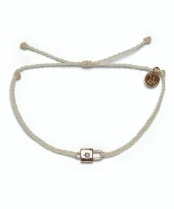 Pura Vida Ivory And Rose Gold Lock Charm Bracelet