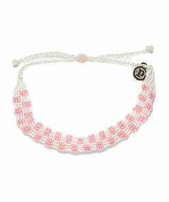 Pura Vida Pink Woven Seed Bead Checkerboard Bracelet