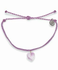 Pura Vida Stone Heart Amethyst Charm Bracelet