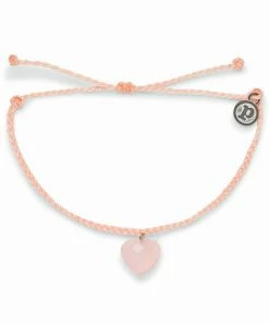 Pura Vida Stone Heart Rose Quartz Charm Bracelet