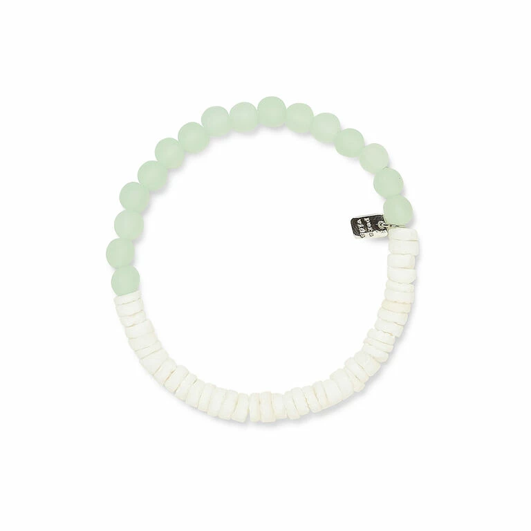 Pura Vida Puka Shell And Frosted Bead Stretch Bracelet 1 Pura Vida Puka Shell And Frosted Bead Stretch Bracelet