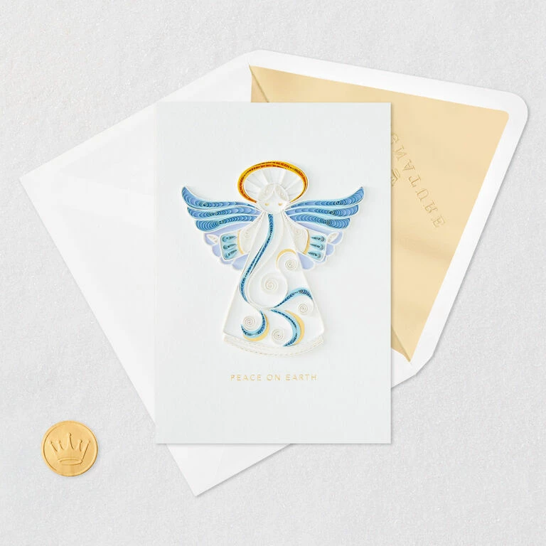 Hallmark Peace On Earth Angel Quilled Paper Handmade Christmas Card 5 Hallmark Peace On Earth Angel Quilled Paper Handmade Christmas Card - Image 5