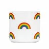 Rainbow Icons On White Ceramic Planter, 4.5"