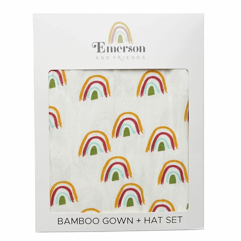Emerson And Friends Rainbow Bamboo Baby Gown And Hat, Set Of 2 2 Emerson And Friends Rainbow Bamboo Baby Gown And Hat, Set Of 2 - Image 2