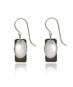 Silver Forest Rectangle And Oval Layered Silver-Tone Drop Earrings
