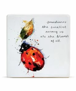 Demdaco Ladybug Ceramic Quote Block, 4x4
